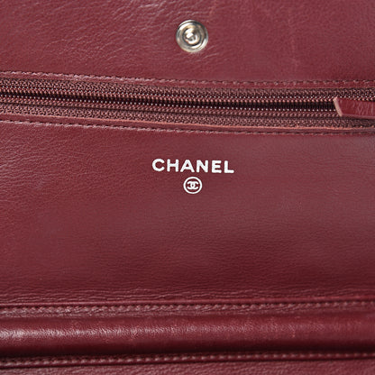 Chanel Patent Quilted Wallet On Chain WOC Burgundy 6 of 18