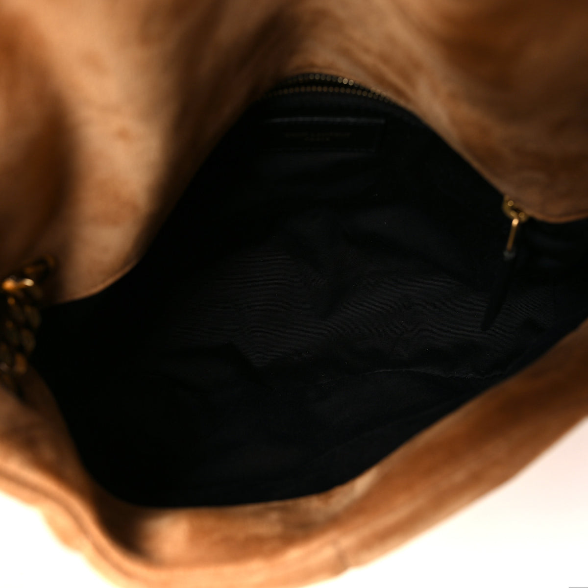 Saint Laurent Suede Calfskin Quilted Small Loulou Puffer Monogram Chain Satchel Cinnamon 5 of 11