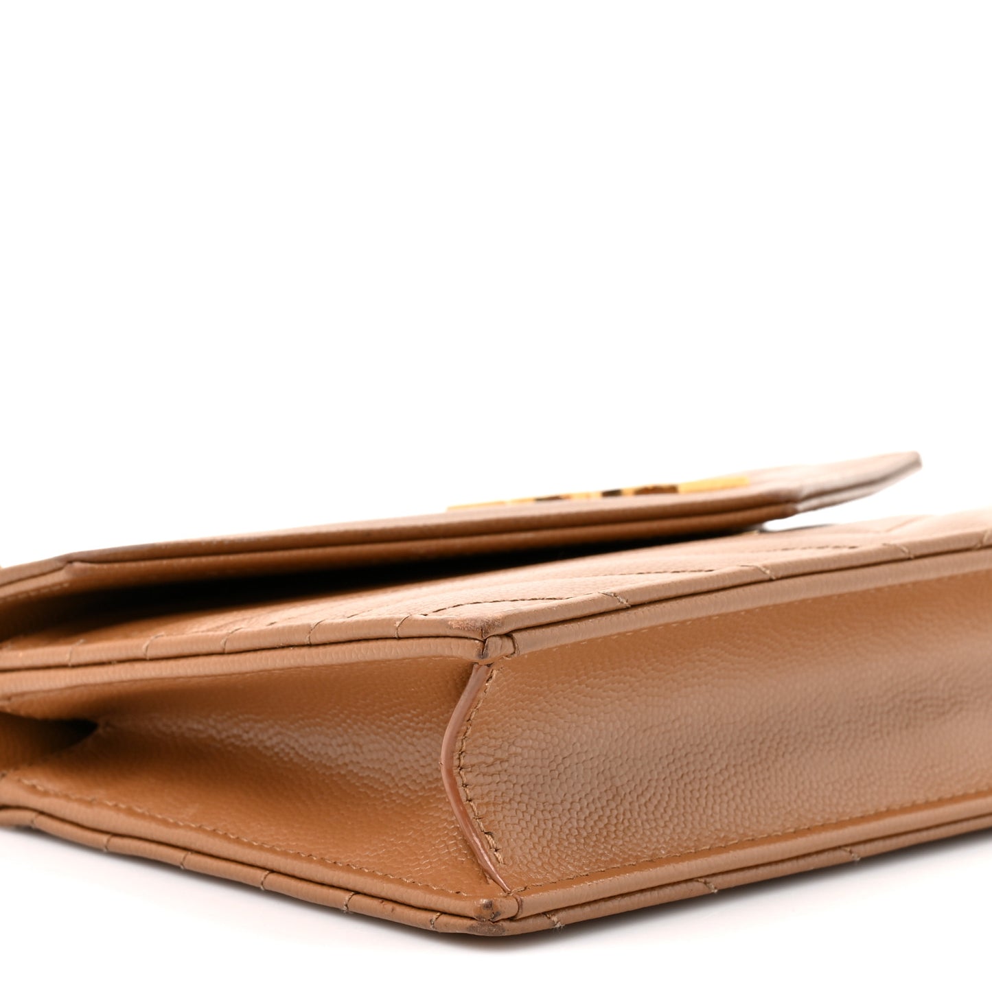 Grain De Poudre Matelasse Chevron Monogram Envelope Chain Wallet Natural Dark