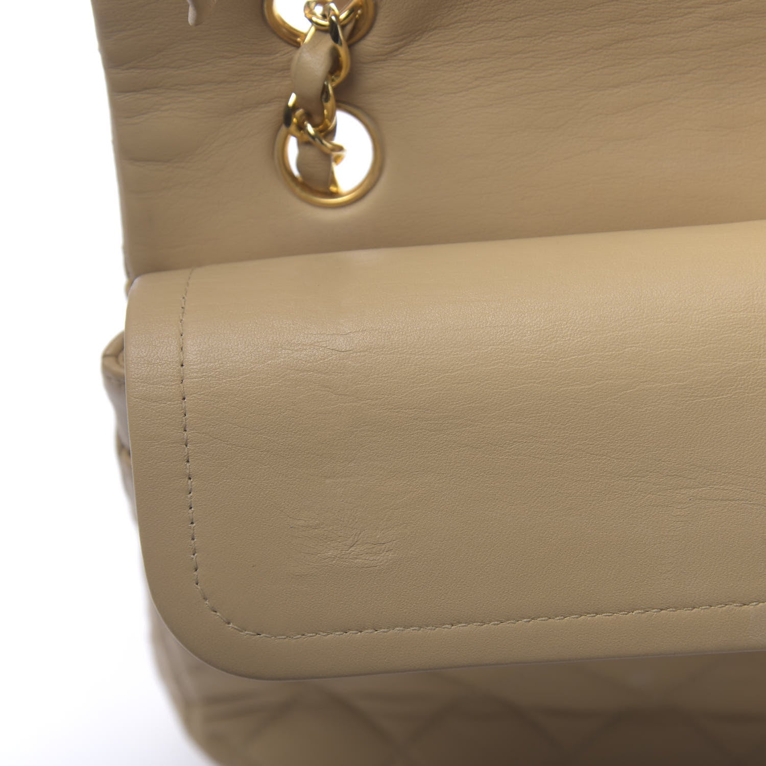 Chanel Lambskin Quilted Medium Double Flap Beige 17 of 18