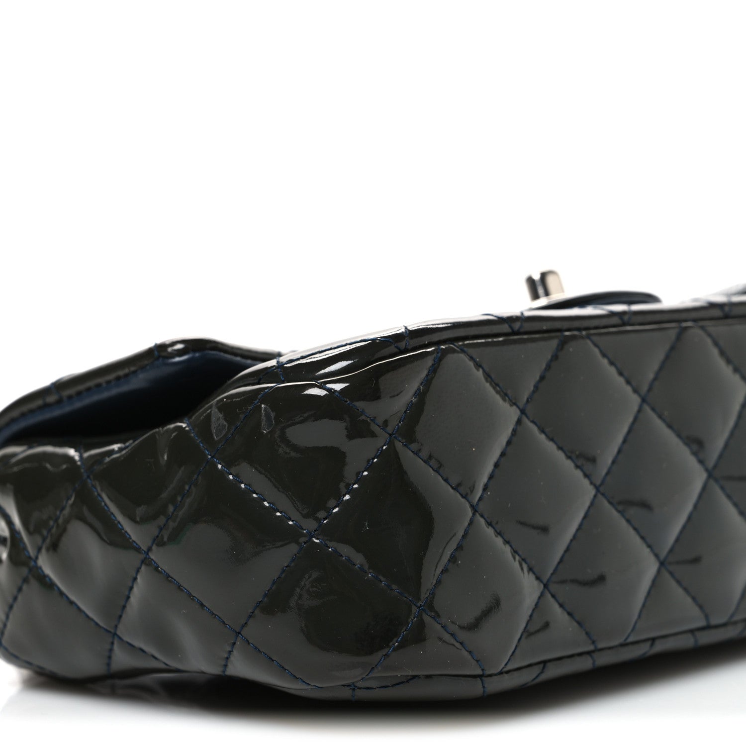 Chanel Patent Calfskin Quilted Mini Rectangular Flap Navy Blue 9 of 11