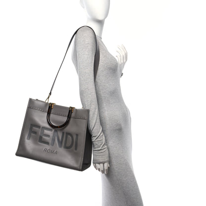 Fendi Vitello King Plexiglass Logo Embossed Medium Fendi Sunshine Shopper Tote Moon 3 of 10