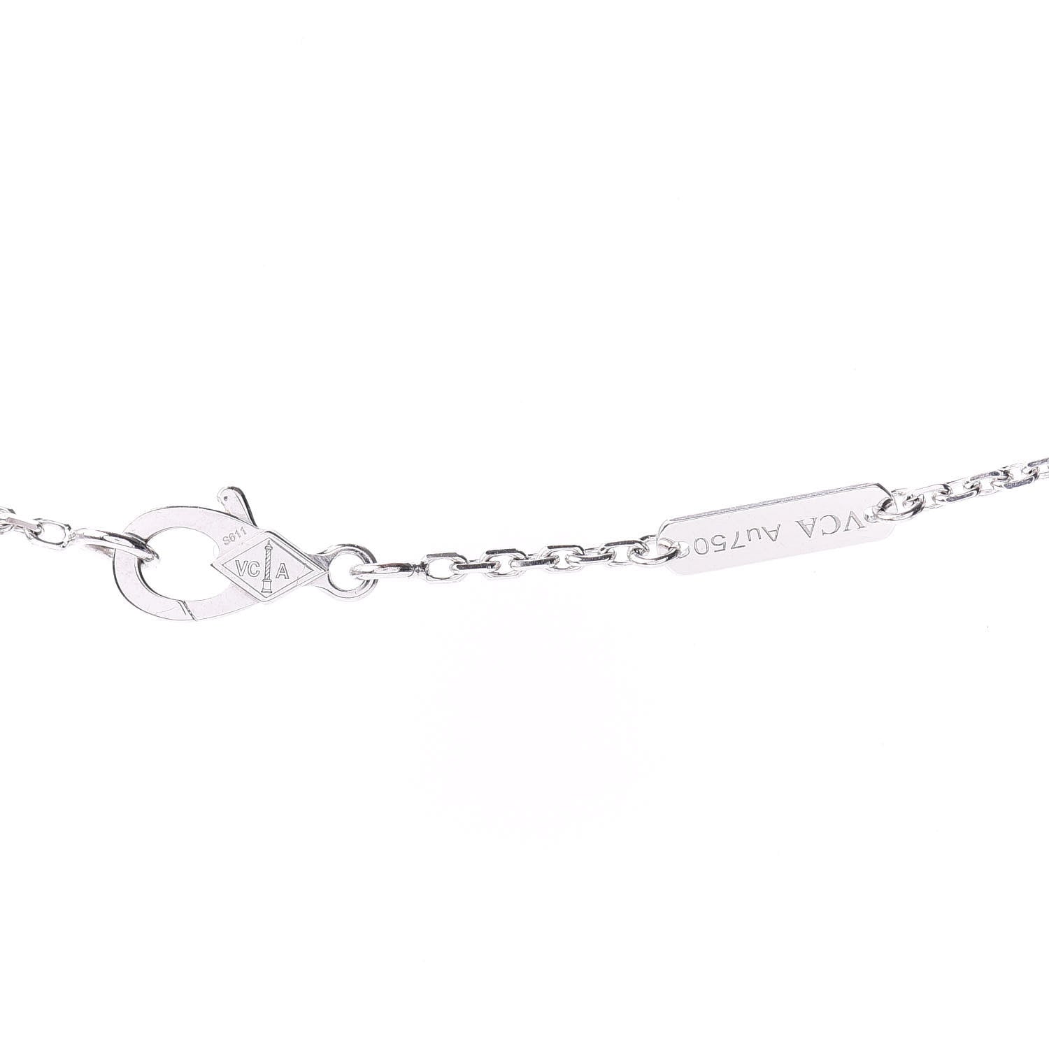 Van Cleef & Arpels 18K White Gold Mother of Pearl Vintage Alhambra Pendant Necklace 4 of 5