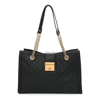 Gucci Guccissima Medium Padlock Tote Black 1 of 10