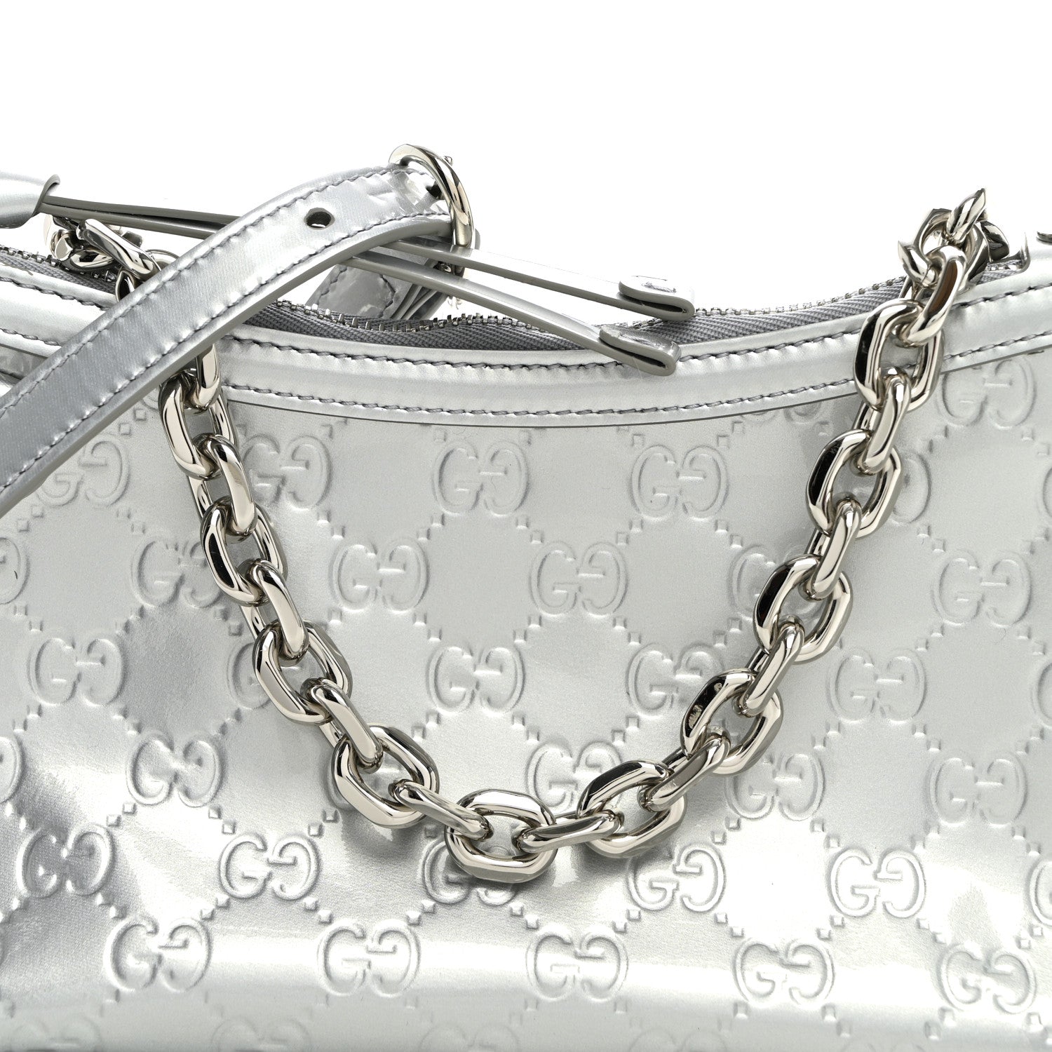 Gucci Shine Guccissima Emblem Small Shoulder Bag Silver 8 of 11