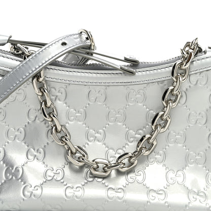 Gucci Shine Guccissima Emblem Small Shoulder Bag Silver 8 of 11