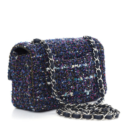 Chanel Tweed Quilted Mini Rectangular Flap Blue Multicolor 3 of 9