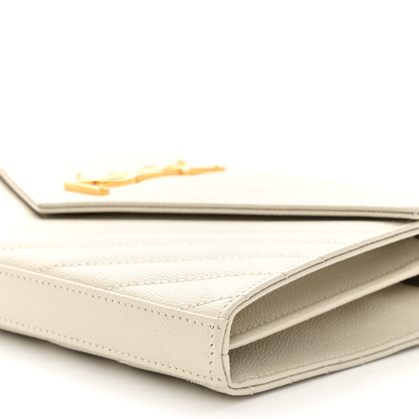 Grain De Poudre Matelasse Chevron Monogram Chain Wallet Blanc Vintage