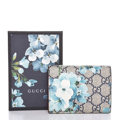 Gucci GG Supreme Monogram Blooms Card Case Beige Blue Navy Hibiscus Red 8 of 8