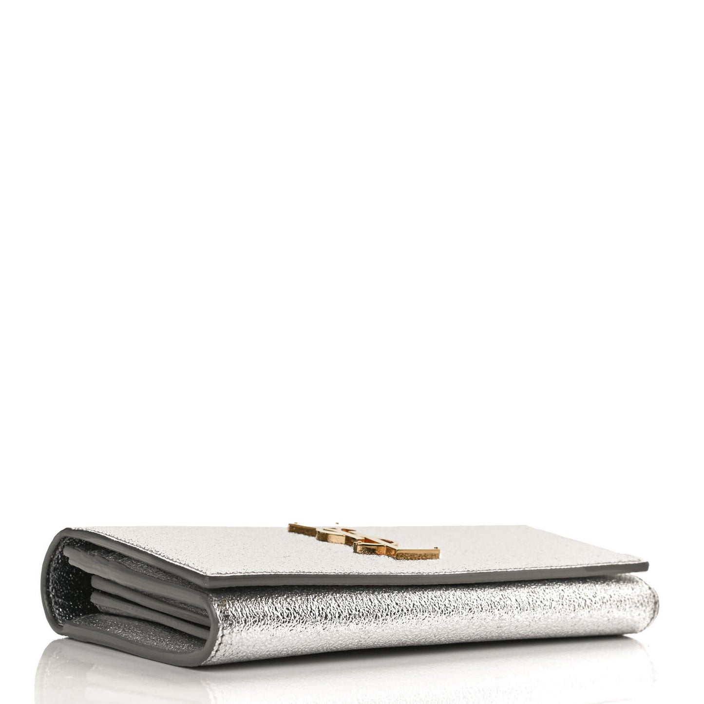 Metallic Calfskin Classic Monogram Cassandre Wallet Silver