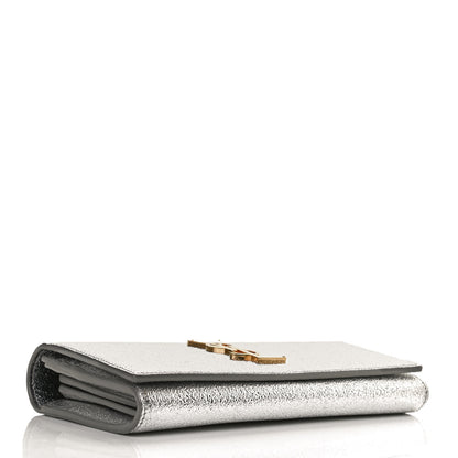 Saint Laurent Metallic Calfskin Classic Monogram Cassandre Wallet Silver 4 of 12