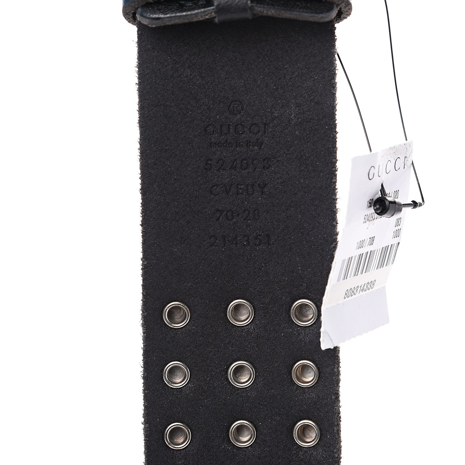 Gucci Calfskin Studded Double G 40mm Belt 70 28 Black 4 of 5