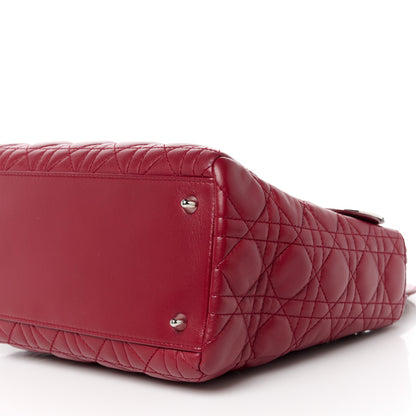 Christian Dior Lambskin Cannage Bow Medium Lady Dior Burgundy 11 of 11