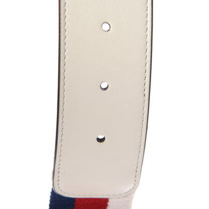 Gucci Nylon Calfskin Sylvie Web Double G 40mm Belt 95 38 Mystic White Hibiscus Red Maritime 5 of 7