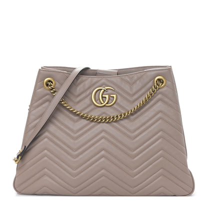 Gucci Calfskin Matelasse Medium GG Marmont Shoulder Tote Bag Porcelain Rose 1 of 10