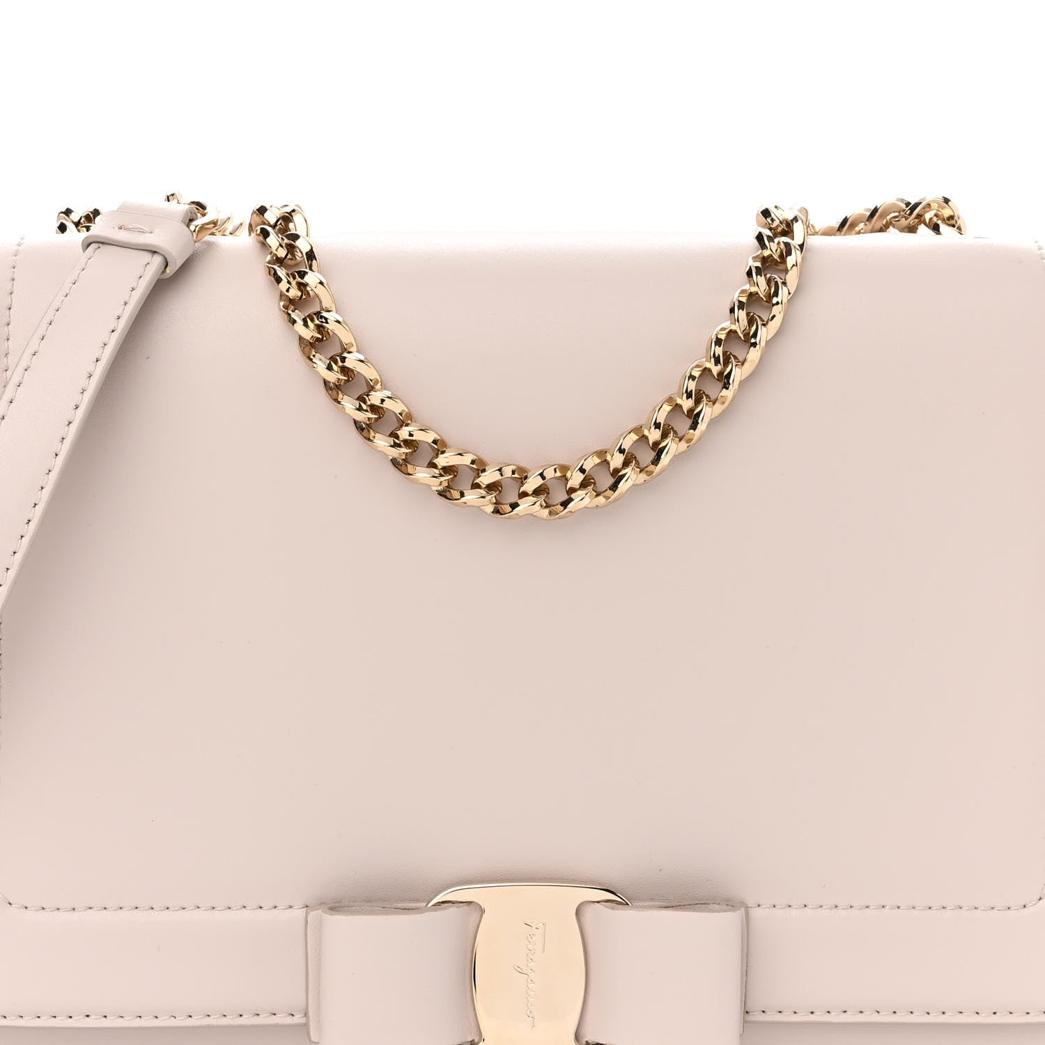 Salvatore Ferragamo Smooth Calfskin Vara Bow Chain Flap Crossbody Jasmine Flow Bonbon 8 of 10