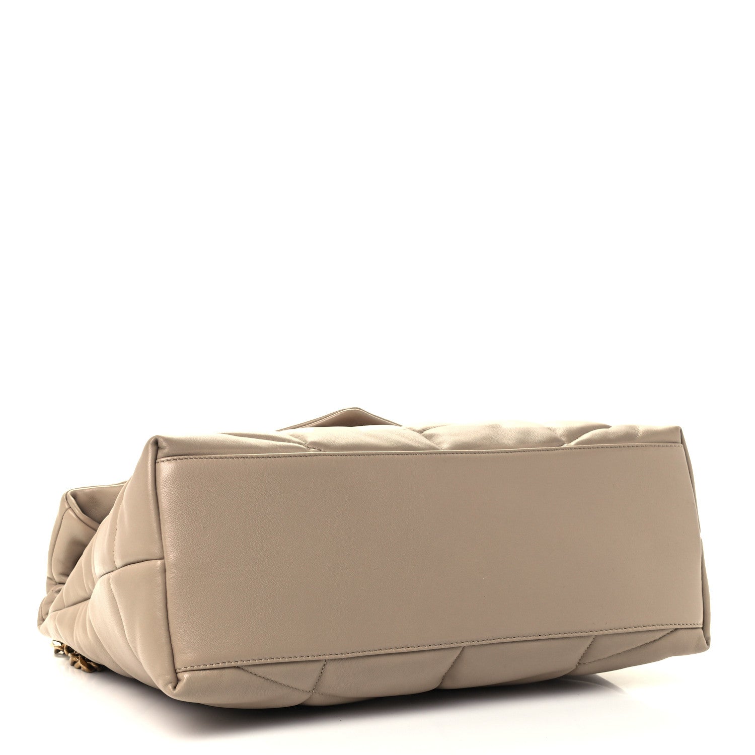 Saint Laurent Lambskin Quilted Medium Loulou Puffer Monogram Chain Satchel Dark Beige 4 of 11