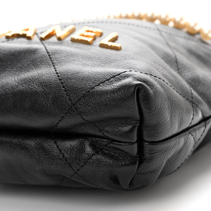 Chanel Shiny Crumpled Calfskin Quilted Pearl Mini Chanel 22 Black 10 of 10