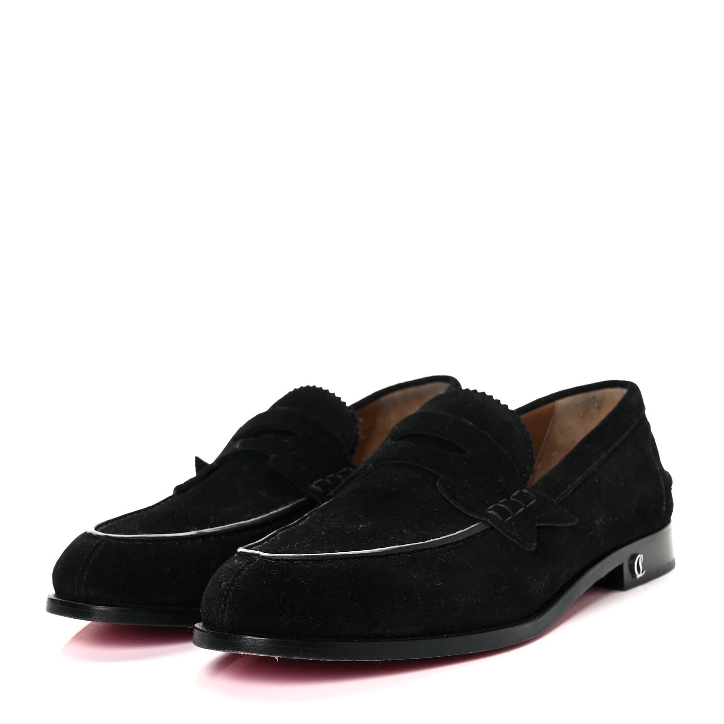 Veau Velours Mens No Penny Flat Loafers 41.5 Black