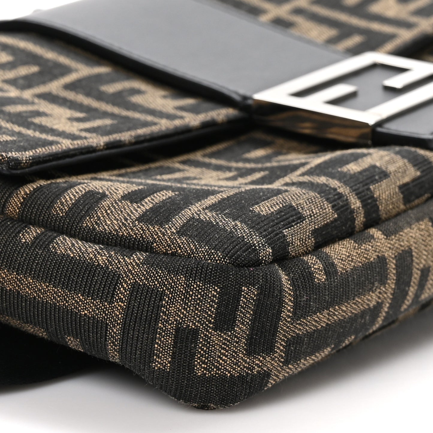 Fabric Jacquard FF 1974 Belt Baguette Bag Tobacco Moro Black