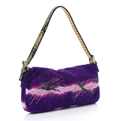 Fendi Satin Snakeskin Beaded Baguette Multicolor 3 of 10