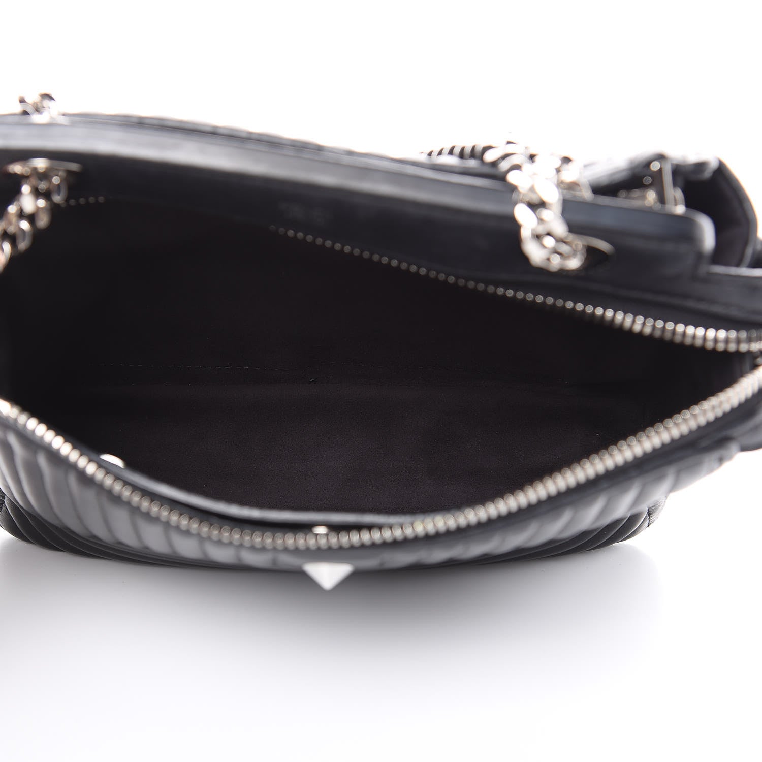 Fendi Shiny Nappa Trapuntata Chain Small DotCom Click Chain Satchel Black 5 of 16