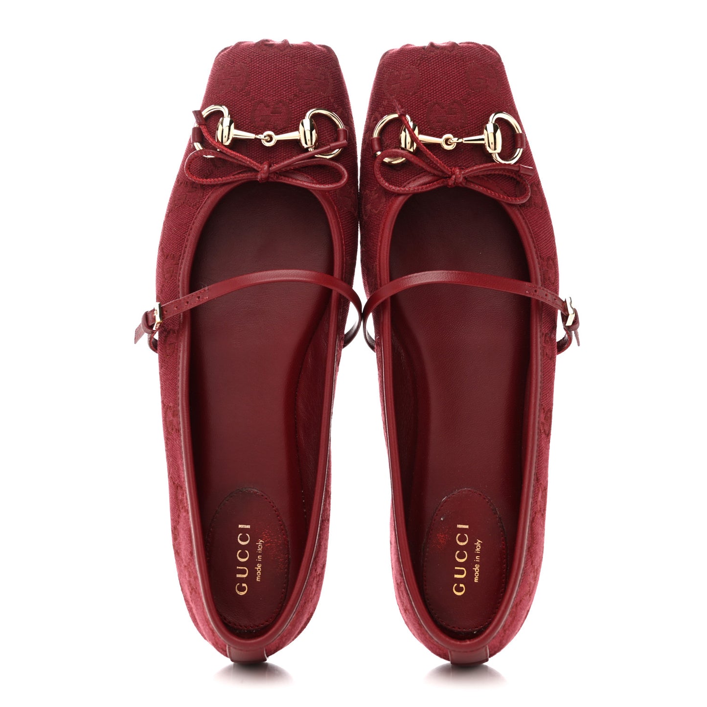 GG Monogram Horsebit Ballet Flats 40 Rosso Ancora
