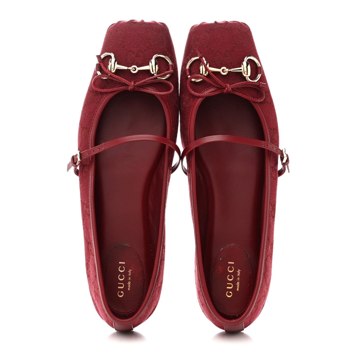 Gucci GG Monogram Horsebit Ballet Flats 40 Rosso Ancora 2 of 9