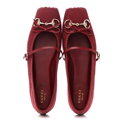 Gucci GG Monogram Horsebit Ballet Flats 40 Rosso Ancora 2 of 9