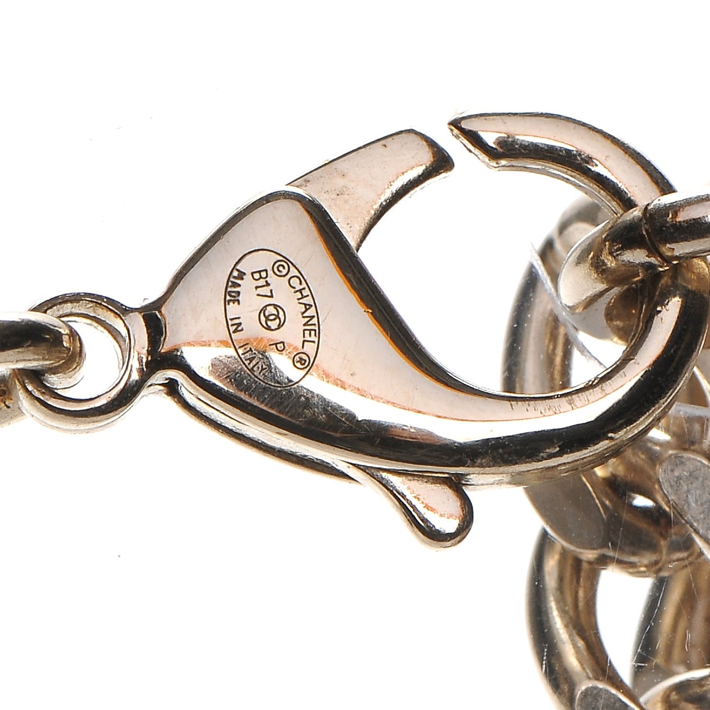 Lambskin CC Long Chain Necklace Black Gold