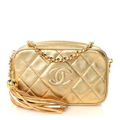Chanel Metallic Lambskin Quilted Camera Case Gold 1 of 12
