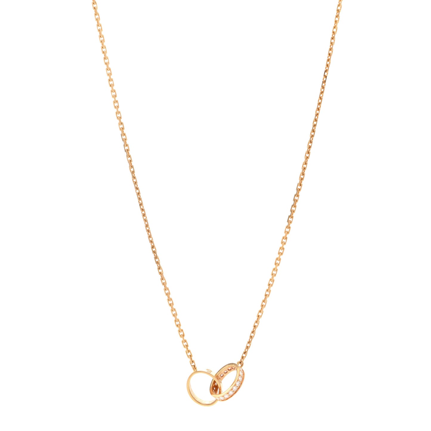 18K Pink Gold Diamond Interlocking LOVE Necklace
