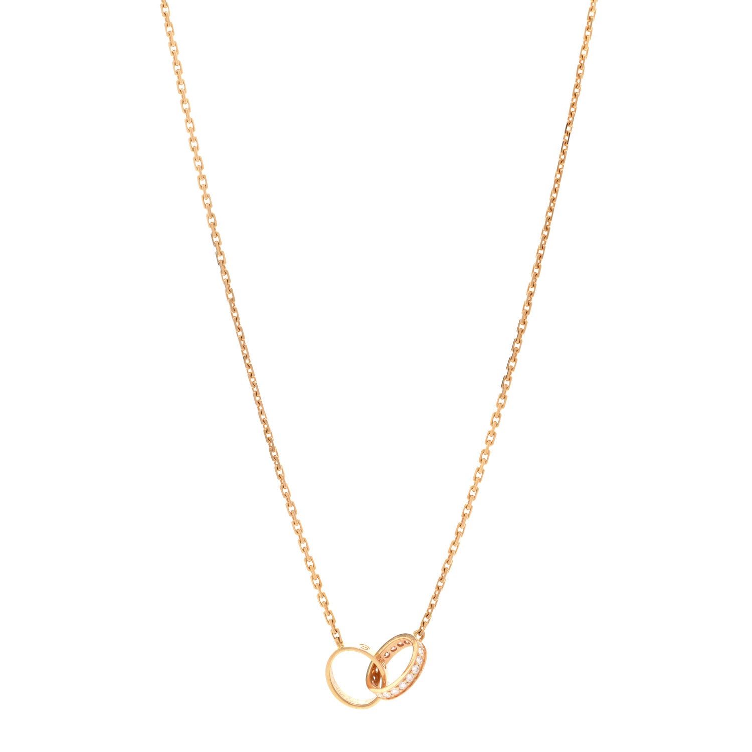 Cartier 18K Pink Gold Diamond Interlocking LOVE Necklace 1 of 5