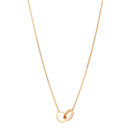 Cartier 18K Pink Gold Diamond Interlocking LOVE Necklace 1 of 5