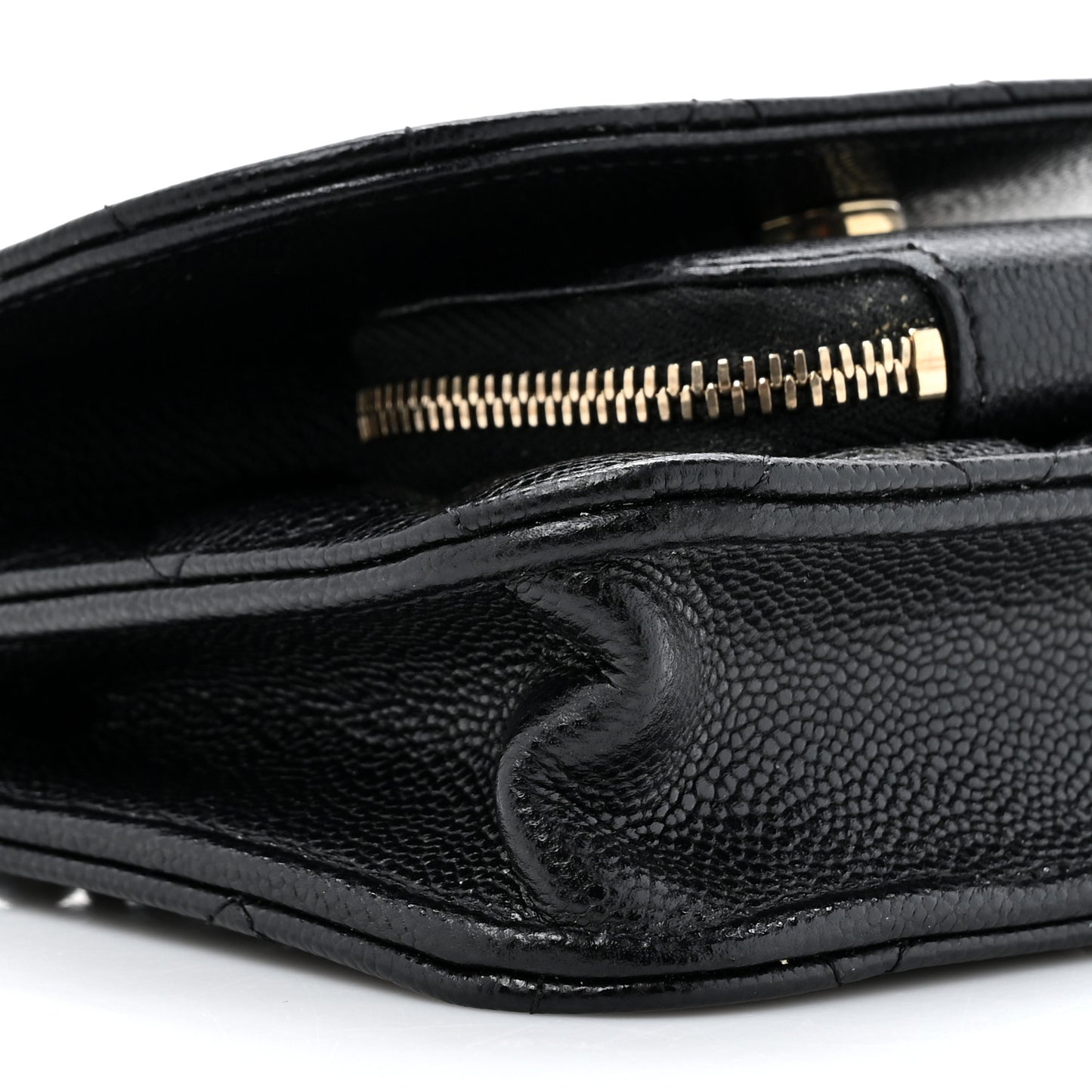 Caviar Quilted Business Affinity Clutch With Chain Black