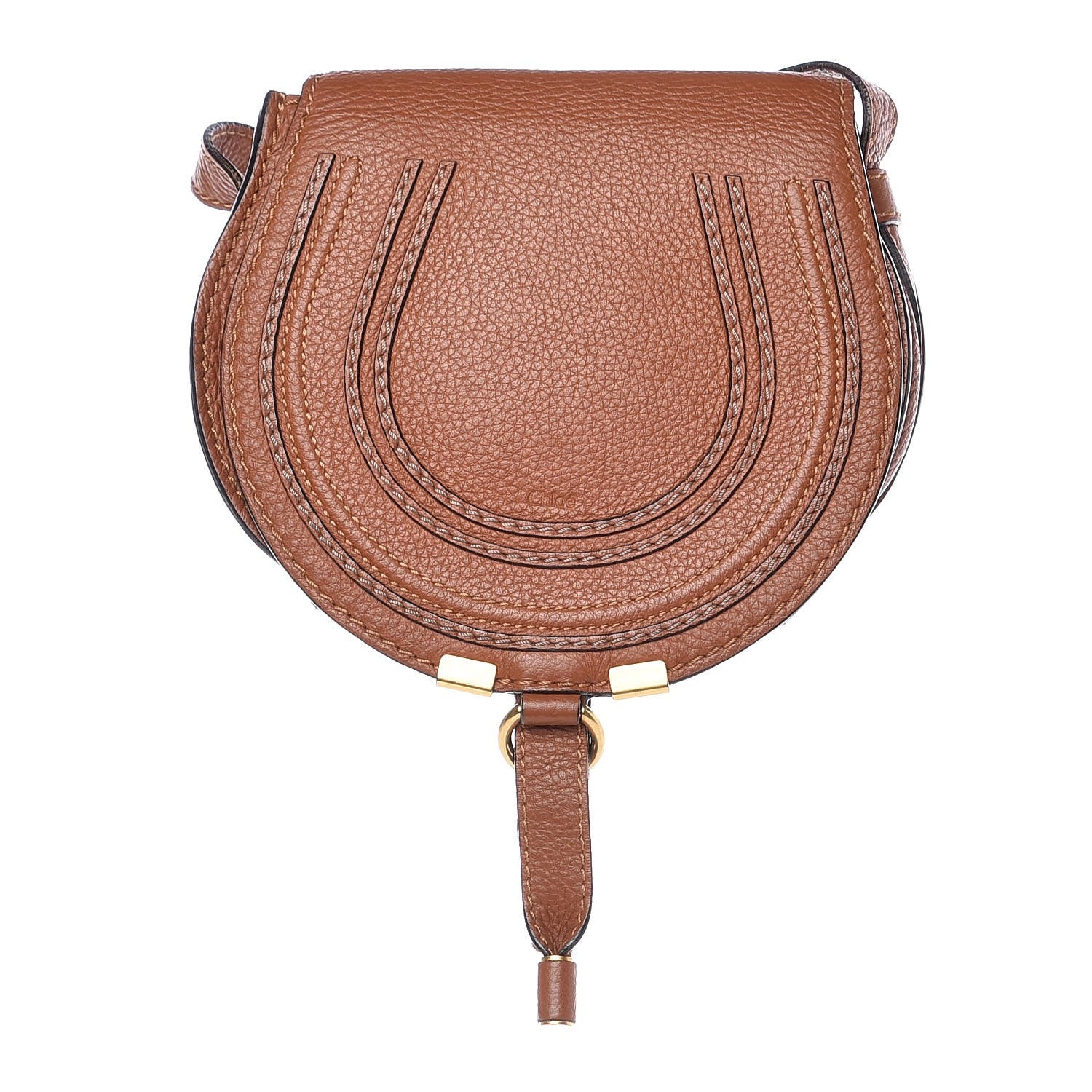 Chloe Calfskin Mini Marcie Round Crossbody Bag Tan 1 of 7