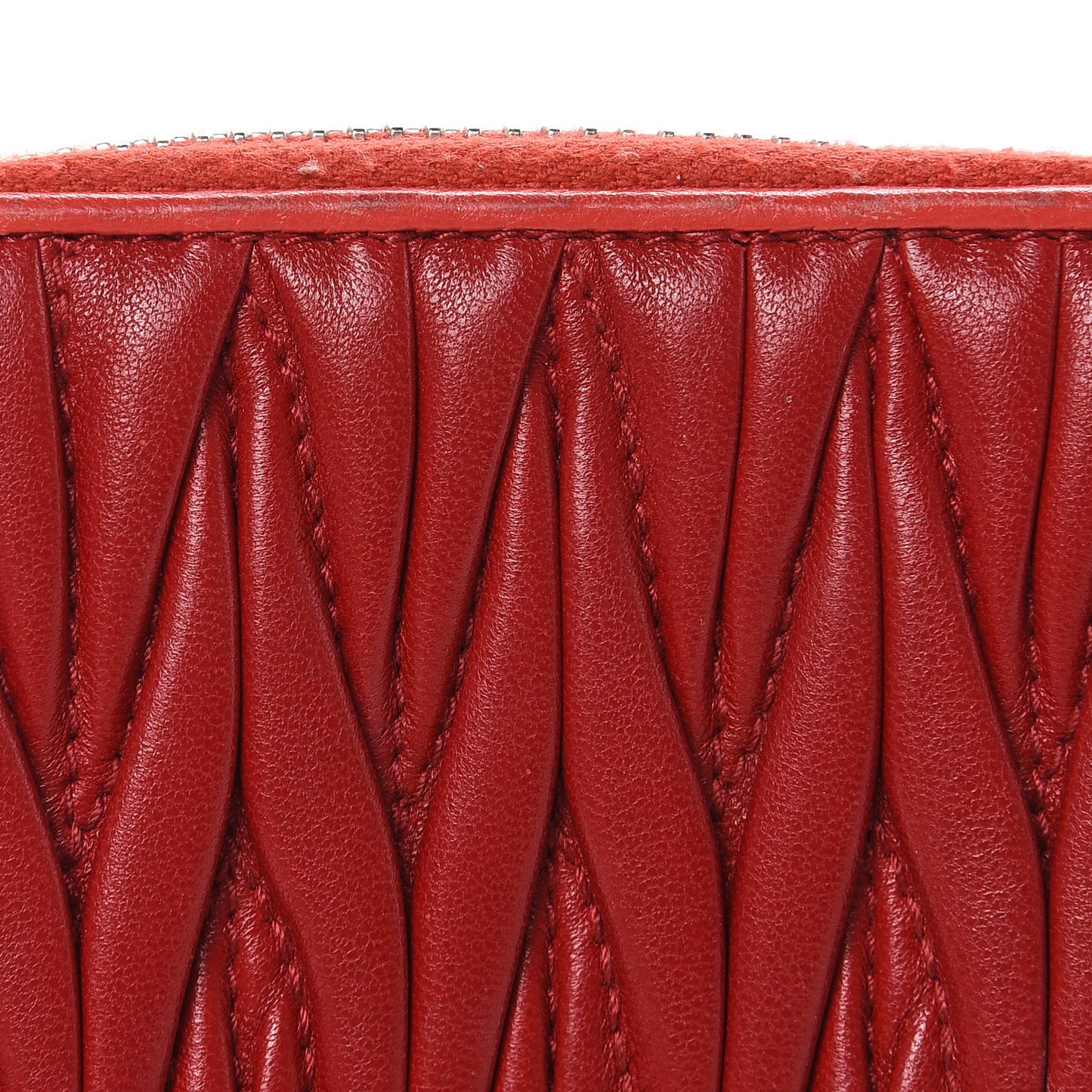Nappa Matelasse Zip Around Compact Wallet Fuoco