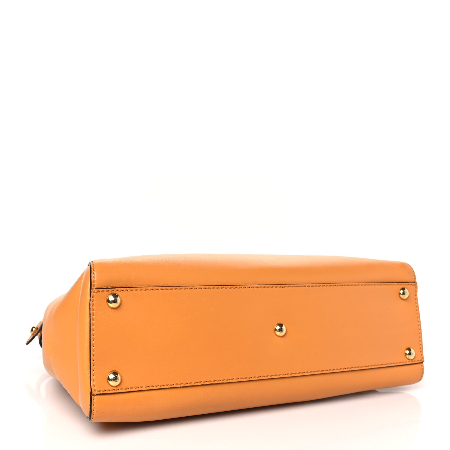 Fendi Vitello Morgan Shiny Nappa Medium Peekaboo Iconic Satchel Giallo Syrup Tobacco Black 4 of 14