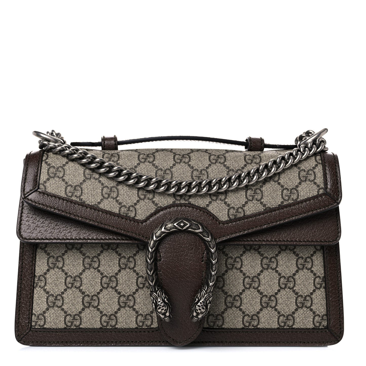 GG Supreme Monogram Textured Dollar Calfskin Top Handle Dionysus Shoulder Bag Beige Ebony New Acero