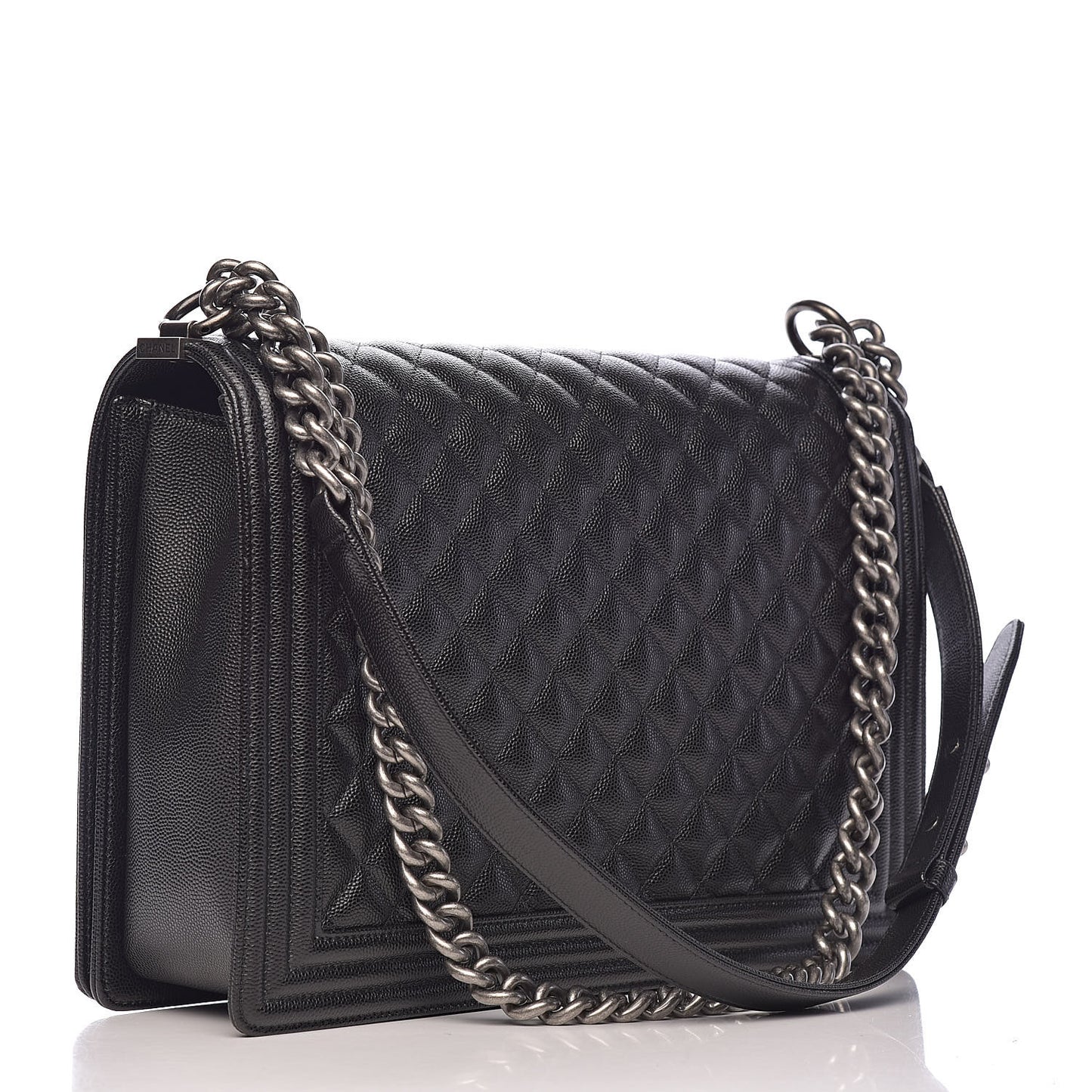 Caviar Quilted Large Boy Flap Black