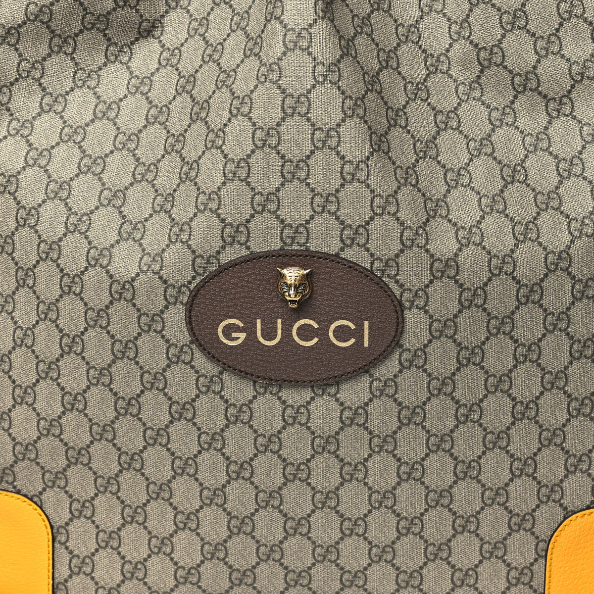 Gucci GG Supreme Monogram Neo Vintage Drawstring Backpack Beige New Acero Crop 8 of 10
