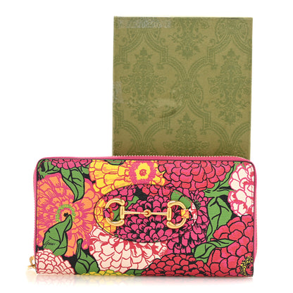 Gucci X KEN SCOTT Shangai Calfskin Pomponica Print Horsebit 1955 Zip Around Wallet Multicolor Fuxia Pompon 9 of 9