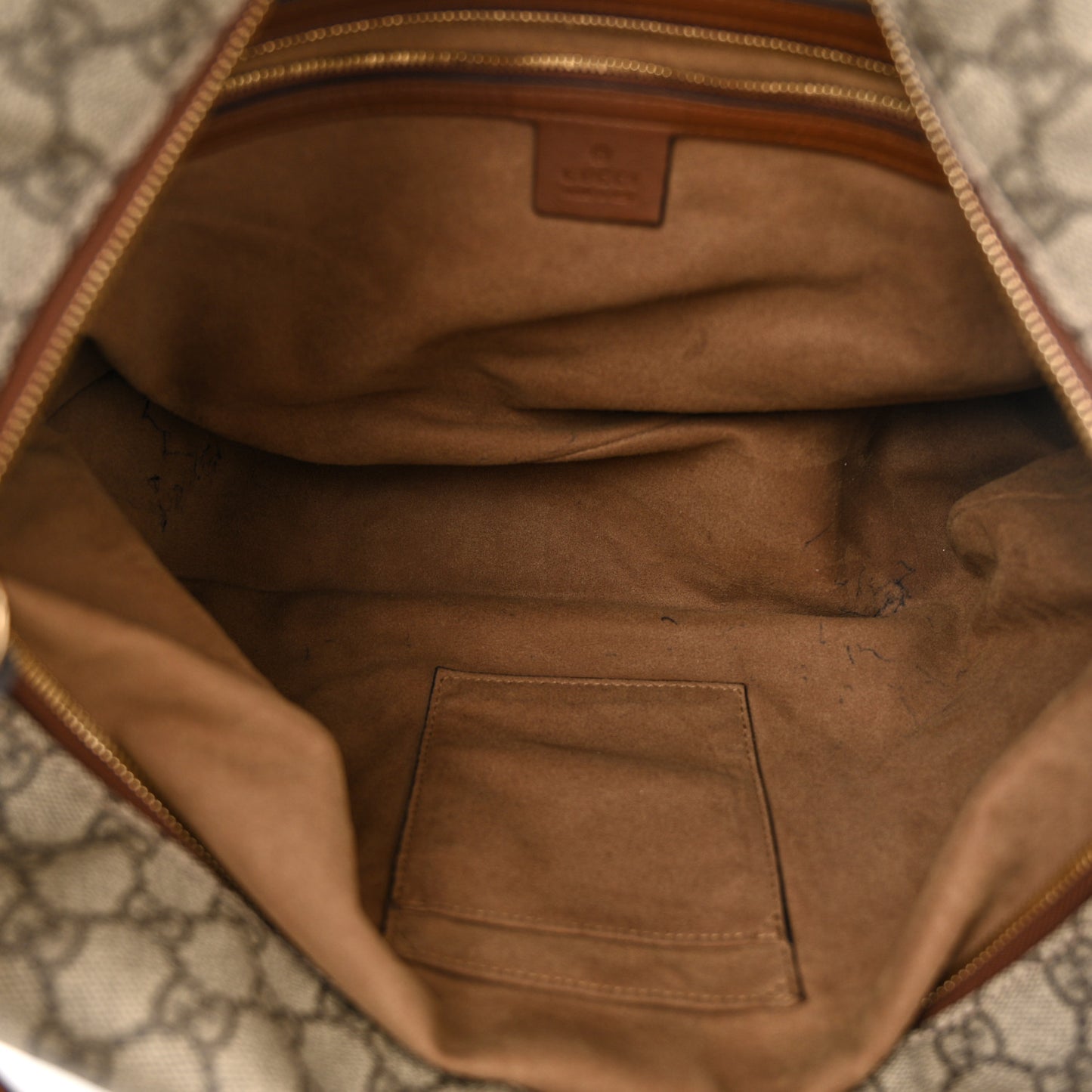 GG Supreme Monogram Large Linea A Hobo Light Brown