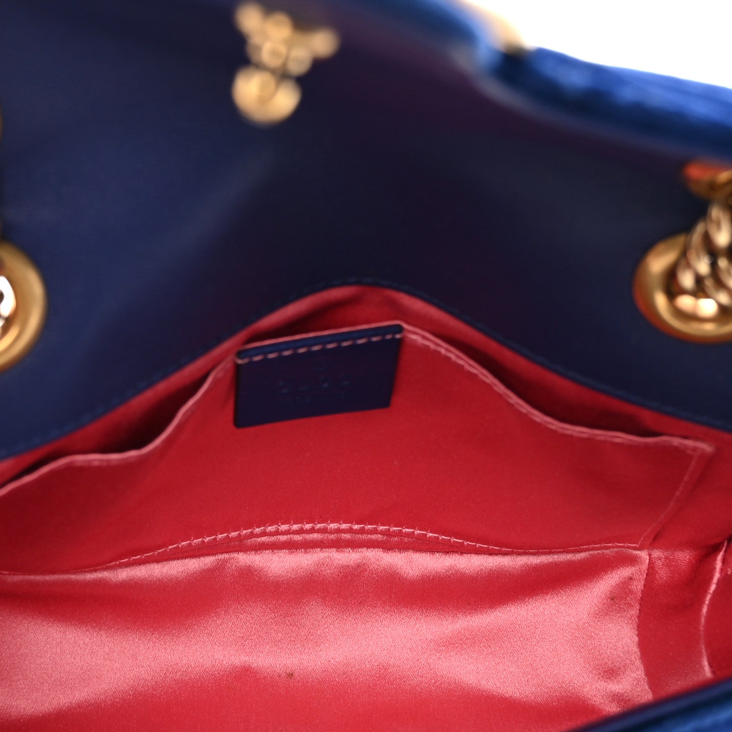 Gucci Velvet Matelasse Mini GG Marmont Shoulder Bag Cobalt Blue 6 of 10