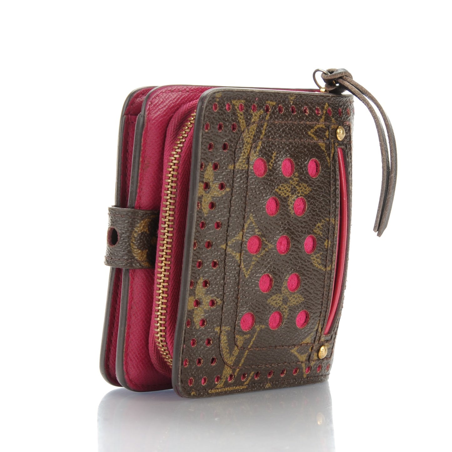 Monogram Perforated Compact Zipped Wallet Fuchsia