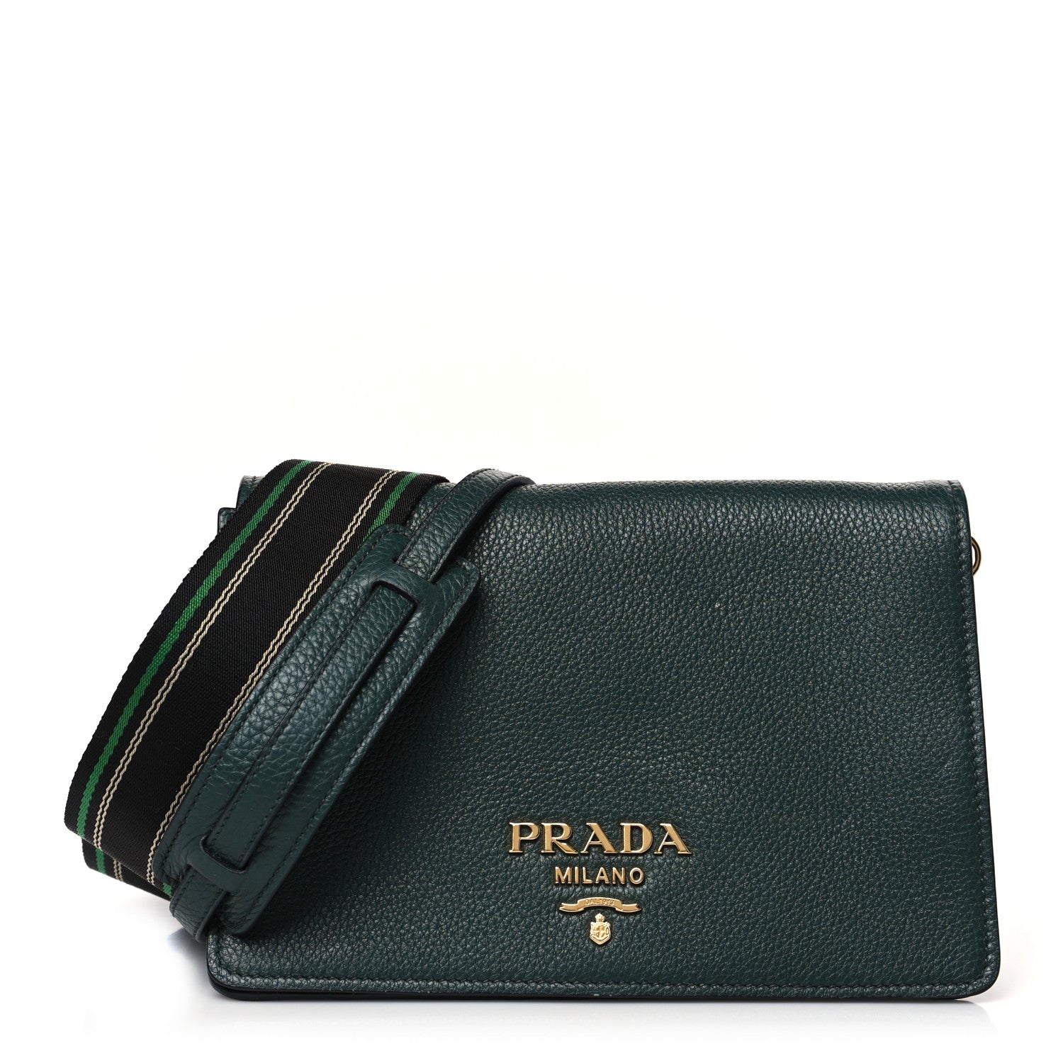 Prada Vitello Daino Double Strap Flap Crossbody Billardo 1 of 9