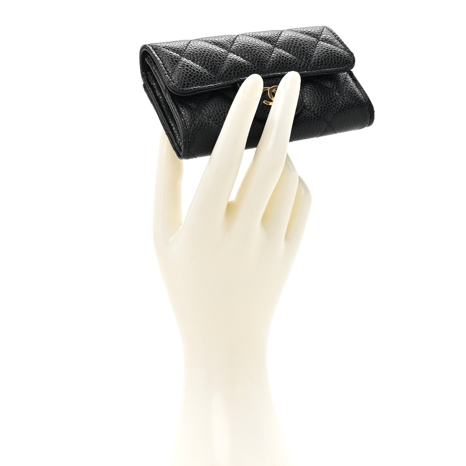 Chanel Caviar Quilted Flap Card Holder Wallet Black 2 of 9