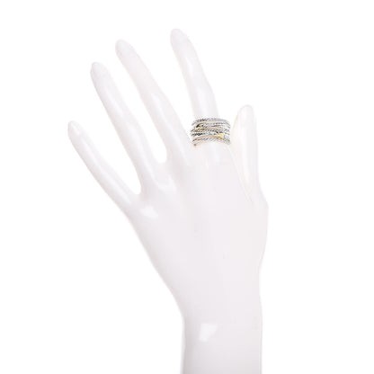 David Yurman Sterling Silver 18K Yellow Gold Double X Crossover Ring 57 8 2 of 5
