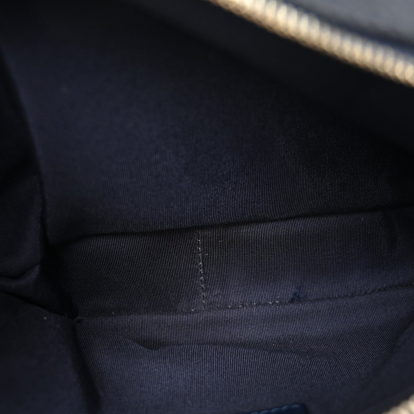 Lambskin Chevron Quilted Chain Around Camera Case Navy
