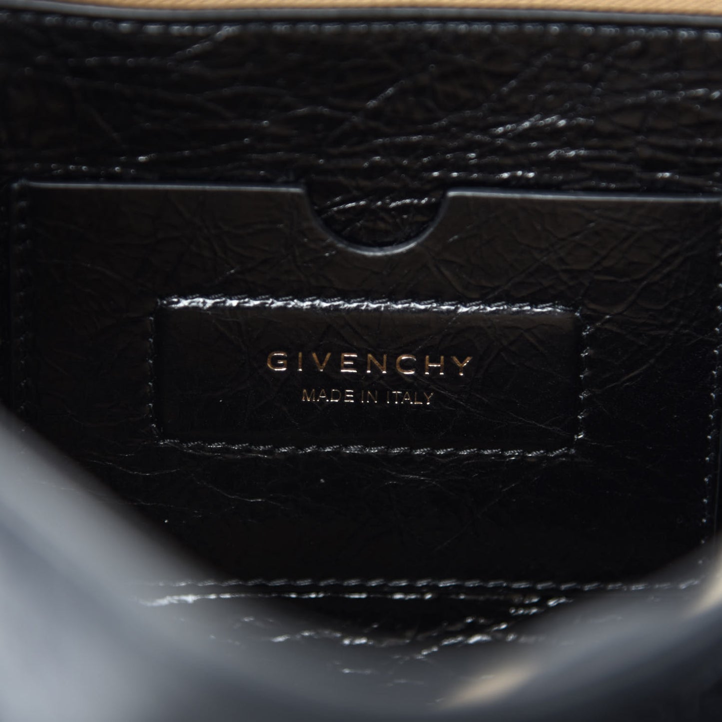 Creased Patent Calfskin Medium ID Flap Black